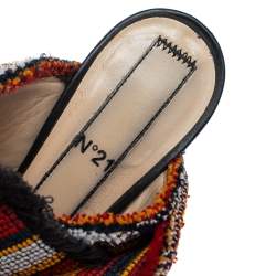 Pre Owned N21 Multicolor Fabric Raso Knot Peep Toe Mules Size 36