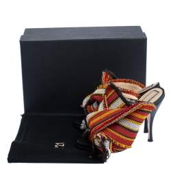 Pre Owned N21 Multicolor Fabric Raso Knot Peep Toe Mules Size 36