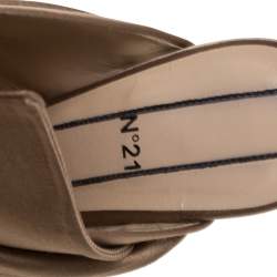 N21 Brown Satin Raso Knot Peep Toe Mules Size 38