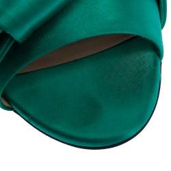 Pre Owned N°21 Green Satin Knot Flat Mules Size 41
