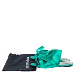 Pre Owned N°21 Green Satin Knot Flat Mules Size 41