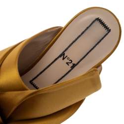 Pre Owned N21 Yellow Satin Raso Knot Peep Toe Mules Size 39
