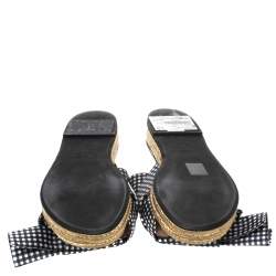 N21 Black White/Black Checkered Satin Gingham Flat Slide Sandals Size ...