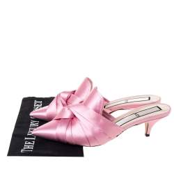 N21 Pink Satin Knot Pointed Toe Mules Size 40