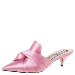 N21 Pink Satin Knot Pointed Toe Mules Size 40