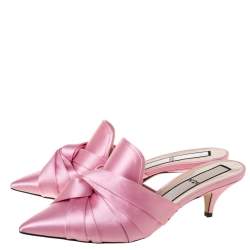 N21 Pink Satin Knot Pointed Toe Mules Size 40