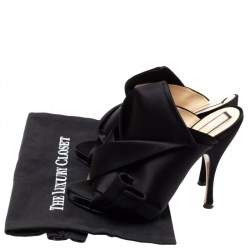 N21 Black Satin Raso Knot Peep Toe Mules Size 37