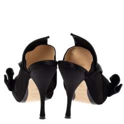N21 Black Satin Raso Knot Peep Toe Mules Size 37