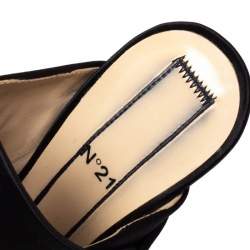 N21 Black Satin Raso Knot Peep Toe Mules Size 37