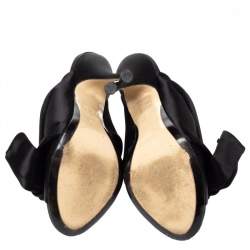 N21 Black Satin Raso Knot Peep Toe Mules Size 37