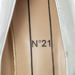 Pre Owned N21 Gold/Silver Foil Leather Knotted Round Toe Pumps Size 37.5
