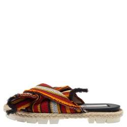 N°21 Multicolor Fabric Knotted Slide Flat Sandals Size 38