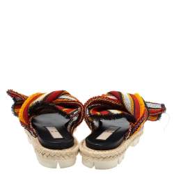 N°21 Multicolor Fabric Knotted Slide Flat Sandals Size 38