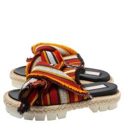 N°21 Multicolor Fabric Knotted Slide Flat Sandals Size 38