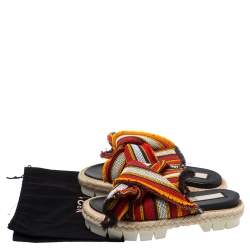 N°21 Multicolor Fabric Knotted Slide Flat Sandals Size 38