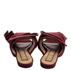 Pre Owned N°21 Burgundy Satin Knot Flat Mules Size 37