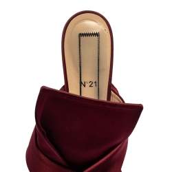 Pre Owned N°21 Burgundy Satin Knot Flat Mules Size 37