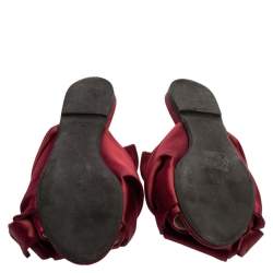 Pre Owned N°21 Burgundy Satin Knot Flat Mules Size 37