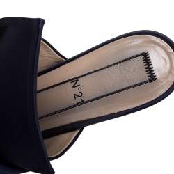 Pre Owned N21 Blue Satin Knot Flat Mules Size 37