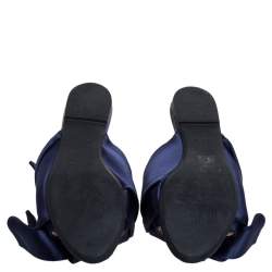 Pre Owned N21 Blue Satin Knot Flat Mules Size 37