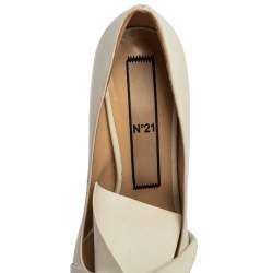N21 White Leather Abstract Bow Pointed Toe Pumps Size 39
