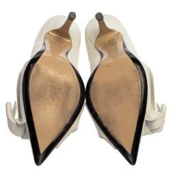 N21 White Leather Abstract Bow Pointed Toe Pumps Size 39