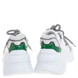 Pre Owned N°21 White/Green Leather and Mesh Billy Sneakers Size 36