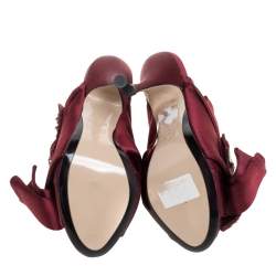 N21 Maroon Embellished Satin Knot Mules Sandals Size 36