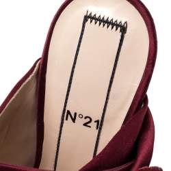 N21 Maroon Embellished Satin Knot Mules Sandals Size 36