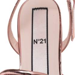 Pre Owned N21 Metallic Bronze Leather Knotted Toe Slingback Flat Sandals Size 40