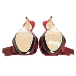 Pre Owned N21 Burgundy Satin Embellished Knot Mule Sandals Size 40