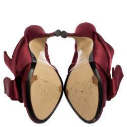 مملوكة مسبقًا  N21 Burgundy Satin Knot Open Toe Sandals Size 39