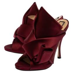 مملوكة مسبقًا  N21 Burgundy Satin Knot Open Toe Sandals Size 39