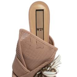 مملوكة مسبقًا حذاء مولز إن 21 زخرفة عقدة جلد م ثقب وردى باودر مقاس 38