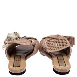 مملوكة مسبقًا حذاء مولز إن 21 زخرفة عقدة جلد مثقب وردى باودر مقاس 38