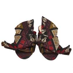  N21 Multicolor Embroidered Fabric Knot Flat Slides Size 36
