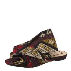  N21 Multicolor Embroidered Fabric Knot Flat Slides Size 36