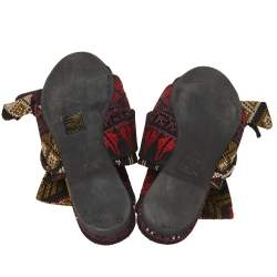  N21 Multicolor Embroidered Fabric Knot Flat Slides Size 36