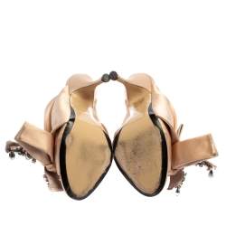 N°21 Beige Satin Embellished Knot Mule Sandals Size 39.5 