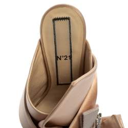 N°21 Beige Satin Embellished Knot Mule Sandals Size 39.5 