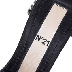 Nº21 Black Satin Crystal Embellished Slide Sandals Size 37