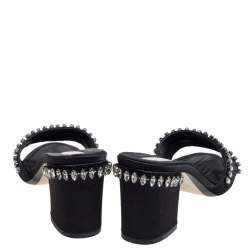Nº21 Black Satin Crystal Embellished Slide Sandals Size 37