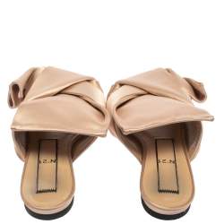 Pre Owned N21 Pale Pink Satin Knotted Slide Sandals Size 37