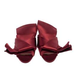 Pre Owned N21 Burgundy Satin Knotted Flats Size 39