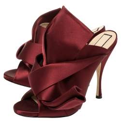 N°21 Burgundy Satin Ronny Pleated Mules Size 41