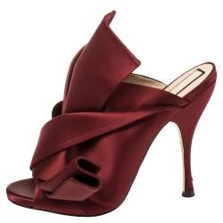 N°21 Burgundy Satin Ronny Pleated Mules Size 41
