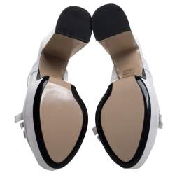 مملوكة مسبقًا صندل مول إن 21 نعل سميك شراشيب جلد أبيض مقاس 38.5