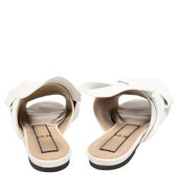N21 White Leather Knot Flat Mules Size 38