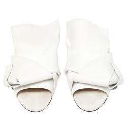 N21 White Leather Knot Flat Mules Size 38