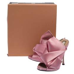 مملوكة مسبقًا N21 Pink Satin Raso Peep Toe Mules Size 39.5